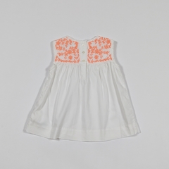 TALLE 3/6 MESES - VESTIDO S/MANGA BLANCA FLORES FLUOPR BORDADAS - POLO - comprar online