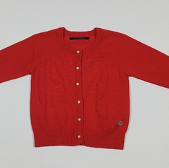 TALLE 6 MESES - CAMPERA TEJIDA HILO ROJA BOTONES PERLA - AKIABARA - comprar online