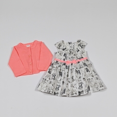 TALLE NB - VESTIDO S/MANGA BLANCO PERROS C/CAMPERA TEJIDA FLUOR - CARTERS - comprar online