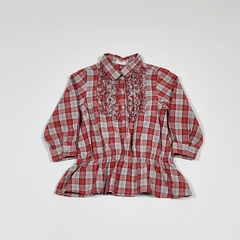 TALLE 9/12 MESES - CAMISA M/LARGA CUADROS ROJO GRIS - BENETTON