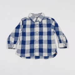 TALLE 6/9 MESES - CAMISA M/LARGA CUADRO AZUL BLANCO - TOMMY HILFIGER