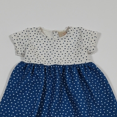 TALLE 18/24 MESES - VESTIDO M/CORTA TELA TRAMADA ELASTIZADA AZUL BLANCO LUNARES - ZARA en internet