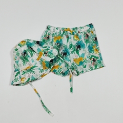 TALLE 9/12 MESES - SHORT Y CAPELINA BLANCO HOJAS ANIMALES - H&M - comprar online