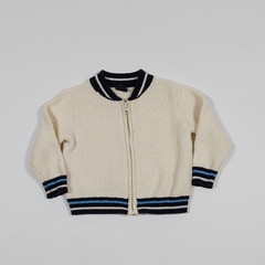 TALLE 12/18 MESES - CAMPERA TEJIDA CRUDA CUELLO PUÑO CINTURA AZUL C/CIERRE - GAP - comprar online