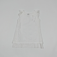 TALLE 2 - VESTIDO S/MANGA BLANCO BORDADO - INES MEYER