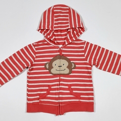 TALLE 24 MESES - CAMPERA ALGODON RUSTICO ROJA RAYAS GRISES MONO - CARTERS - comprar online