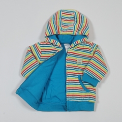 TALLE M ( 6/9 MESES ) - CAMPERA PLUSH CON ABRIGO RAYADA COLORES - CHEEKY - comprar online