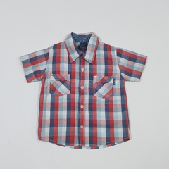 TALLE 2 AÑOS - CAMISA M/CORTA CUADROS AZUL ROJO CELESTE BLANCO - MIMO