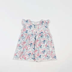 TALLE M - VESTIDO ALGODON S/MANGA BLANCO FLORES - CHEEKY