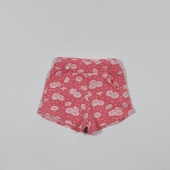 TALLE 9 MESES - SHORT ALGODON ELASTIZADO ROSA FLORES BLANCAS - BABYCOTTONS