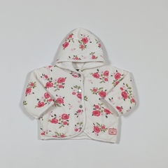 TALLE M - CAMPERA PLUSH BLANCA FLORES FORRADA EN ALGODON - MINIMIMO