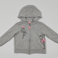 TALLE 12 MESES - CAMPERA ALGODON RUSTICO GRIS FLAMENCOS - CARTERS