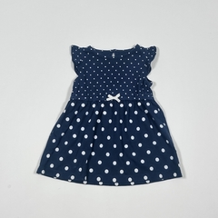 TALLE 9 MESES - VESTIDO ALGODON S/MANGA AZUL LUNARES BLANCOS C/BOMBACHA - CARTERS - comprar online