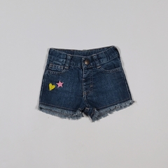 TALLE 1 - SHORT JEAN RIGIDO AZUL BORDADO - MIMO