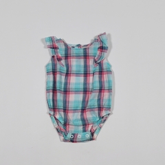 TALLE 0/3 MESES - BODY TELA CAMISA S/MANGA CUADROS - OSHKOSH