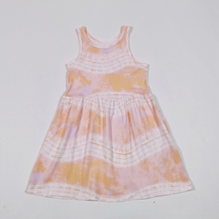 TALLE 4 AÑOS - VESTIDO ALGODON S/MANGA BATIC ROSA NARANJA BLANCO - CARTERS