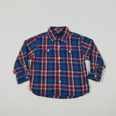 TALLE 18 MESES - CAMISA M/LARGA AZUL CUADRO ROJO - TOMMY HILFIGER