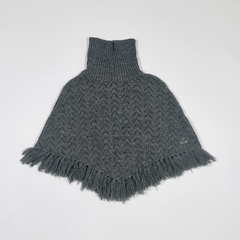 TALLE 1 ( 12 MESES ) - PONCHO TEJIDO GRIS OSCURO CUELLO POLERA - CHEEKY - comprar online