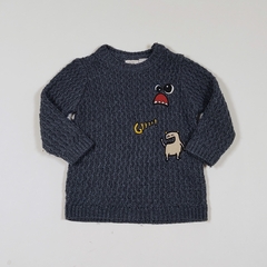 TALLE 12/18 MESES - SWEATER HILO AZUL APLIQUES - ZARA