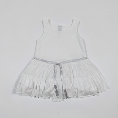 TALLE 2 AÑOS - VESTIDO S/MANGA ALGODÓN BLANCO VOLADOS ESTRELLAS - CHEEKY - comprar online