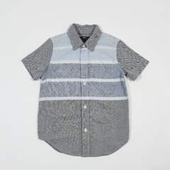 TALLE XS ( 4/5 AÑOS ) - CAMISA M/CORTA RAYADA CELESTE - GAP