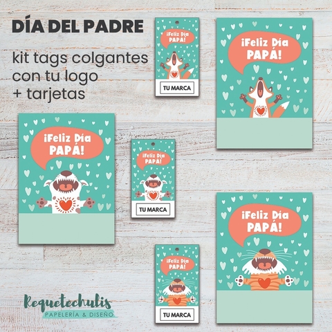Tags Etiquetas colgantes Día del Padre con tu marca o logo emprendedor y tarjeta 2