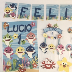 Kit decoración para cumpleaños Bebé tiburón