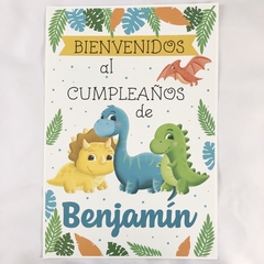 Lámina cartel Personalizado de Bienvenida Dinosaurios bebe