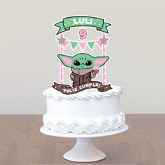 Cake topper Pincho Adorno torta Personalizado Baby Yoda Grogu rosa - comprar online