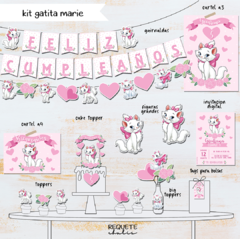 Kit imprimible deco básico gatita Marie - comprar online