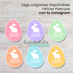 Tags Etiquetas colgantes Felices Pascuas con tu marca en instagram