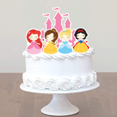 Cake topper pincho Adorno de torta princesas y castillo - comprar online