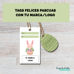 Tags Etiquetas colgantes Felices Pascuas con tu marca o logo emprendedor Pasteles - comprar online