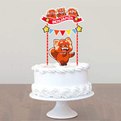 Cake topper Pincho Adorno torta Personalizado Panda Rojo Red