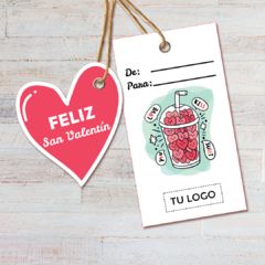 Etiquetas tags imprimibles San Valentín con tu logo emprendedor corazones en internet