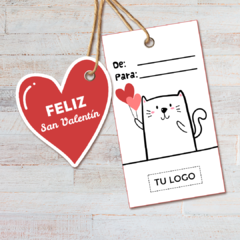 Etiquetas tags imprimibles San Valentín con tu logo emprendedor gatitos en internet