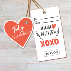 Etiquetas tags imprimibles San Valentín con tu logo emprendedor Hygee Nórdico en internet