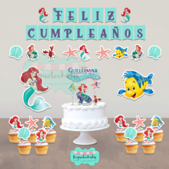 Kit cumpleaños deco mini Princesa Sirenita Ariel