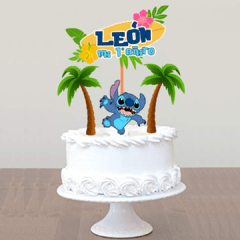 Cake topper Pincho Adorno torta Personalizado Lilo y Stitch con palmeras