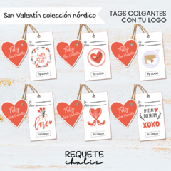 Etiquetas tags imprimibles San Valentín con tu logo emprendedor Hygee Nórdico