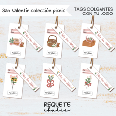 Etiquetas tags imprimibles San Valentín con tu logo emprendedor Día de los Enamorados