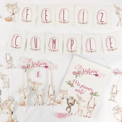 Kit decoración para cumpleaños Animales del bosque Boho 2 en internet