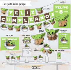 Kit imprimible deco básico baby yoda grogu