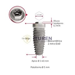 Implante Cónico N.g Hexágono Externo Ø5,00mm Byw Implantes