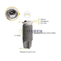 Implante Cilíndrico Hexágono Externo Ø5,00mm E2 Byw Implantes