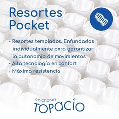 Colchón Topacio Soften resortes Pocket enfundados 1 Plaza y 1/2 (Twin) 190x100x27 - comprar online