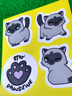 Plancha de Stickers: Gato Siamés