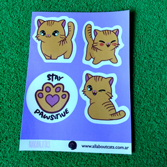 Plancha de Stickers: Gato Naranja