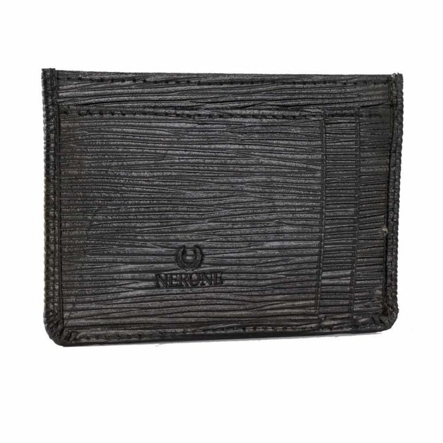 Carteira e porta cartões NERONE Vittori em couro texturizado preto