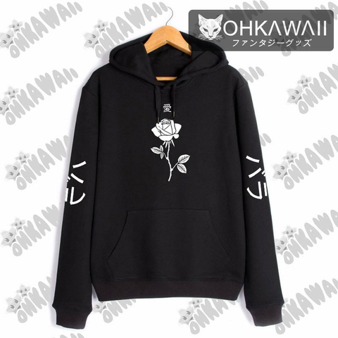 Rose Japanese - Buzo Canguro Unisex - Aesthetic Dark